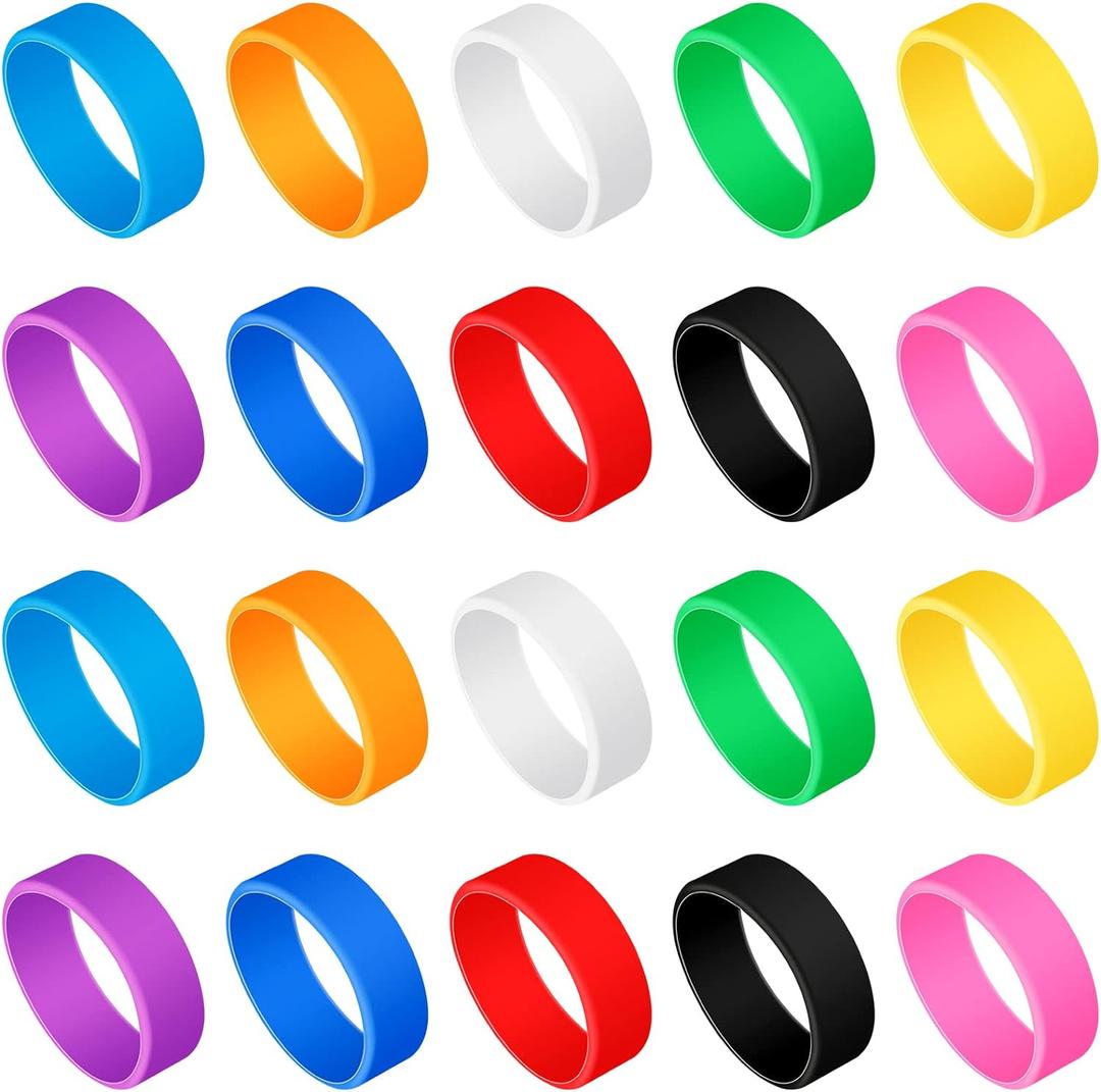 Mini Silicone Wide Rubber Bands 2 Inch 30 Pack Assorted Colors Silicone Wallet Band Heat Cold Long Lasting Rubber Bands for Sublimation Tumbler Pen Jars Art Cooking Wrapping Cord Wraps Small