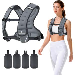 Sportneer Adjustable Weighted Vest Woman: 6-10lb/10-18lb Weighted Walking Vest for Women with 4/8 Weight Packs Fast Adjust Comfortable Weight Vest for Home Gym Burn Calories Strength Training Vests (Gray)