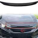 ECOTRIC Front Hood Bumper Upper Trim Nose Cover Compatible with 2016-2021 Honda Civic 10th Gen Si Hatchback Coupe Sedan Glossy Black Front Hood Bonnet Cover Trim Protector