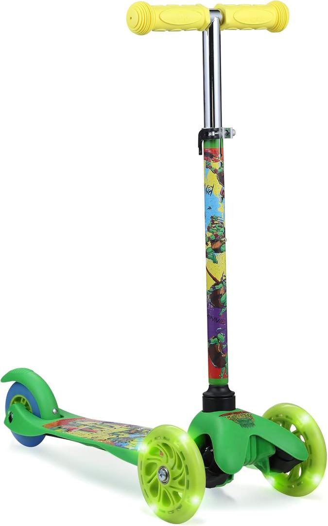 TMNT - Kids 3-Wheel Kick Scooter with Light-Up Wheels and Rear Brake