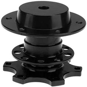 BestTeam Universal Steering Wheel Snap Off Quick Release Hub Adapter Boss Kit With 6-hole Steering Wheel Hub (Black)
