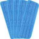 16.5 inch Reusable Mop Pads Microfiber Spray Mop Replacement Heads for Wet/Dry Mops Compatible with Bona Floor Care System (Pack of 5) (Blue)