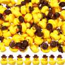 100 Pcs Mini Resin Cowboy Ducks Miniature Western Resin Duckies Figurine with Cowboy Hat for DIY Garden Landscape Dollhouse Garden Aquarium Decor Western Party