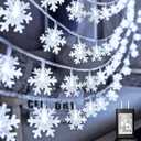 100 LED Snowflake Lights, 32ft Snowflake Fairy String Lights, 8 Modes Plug in Christmas String Lights, Waterproof Xmas Light for Indoor Christmas Decorations, White