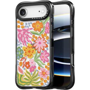 for iPhone Air Case Cute - Military-Grade 20 ft Drop Protection Shockproof Phone Case - Funny Passion Flower Design for iPhone 17 Air (6.5") Black