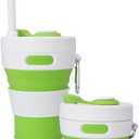 Collapsible Camping Cup with Straw Silicone Folding Coffee Cup Sport Bottle Portable Travel Outdoor Car 16oz 20oz