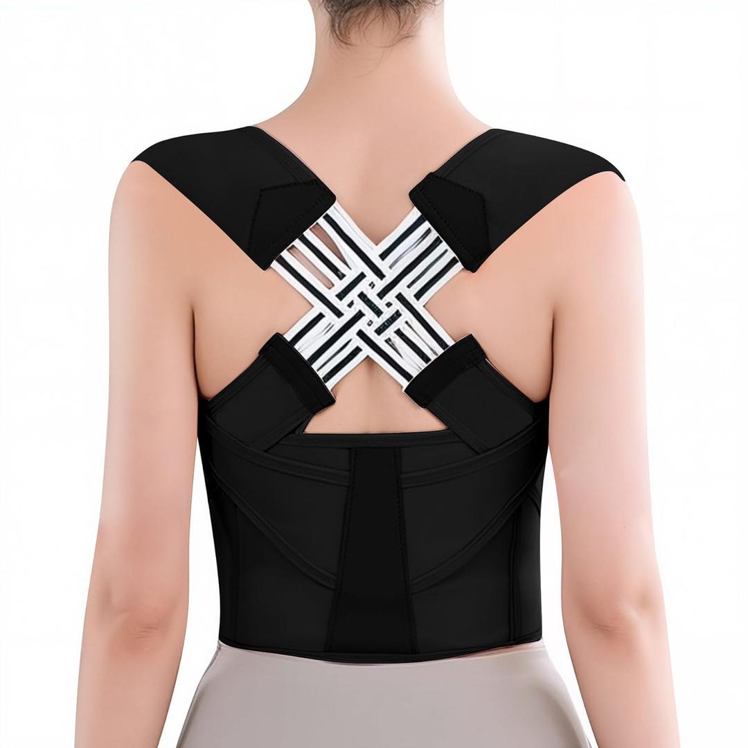 2 x Back Brace Posture Corrector for Women and Men Shoulder Straightener Hunchback Adjustable Support Upper Comfy Correction Back Pain Relief Scoliosis Lumbar Spine Upgraded (Black, XX-Large) (Black, XXL)