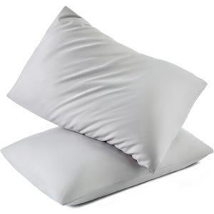 TILLYOU Toddler Pillowcase 2 Pack with Envelope Closure,13" x 18" Silky Soft Microfiber Travel Pillow Case Kids Pillowcases for Boys and Girls,Gray