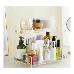 FFK Bathroom Organizer Countertop 2-Tier Storage：Bathroom Counter Organizer Acrylic Standing Holder Cosmetic Storage Perfume Shelf for Bathroom Bedroom Dressing Table1