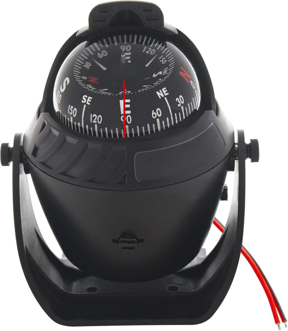 Boat Compass Flush Mount Compass, Marine Compass Dashboard with Light Pivoting, Dashboard Compass for Boat Car, Illuminated Dash Compass Surface Mount