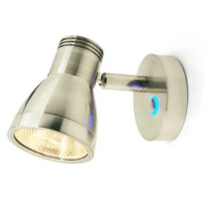 THALASSA RV Overhead Reading Light 12V LED Spotlight Camper Motorhome Interior Warm Light Brushed Nickel with Blue Small Reminder Light, Adjustable Touch Dimmer Switch 3W DC 10-30V