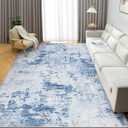 GarveeHome 6x9 Modern Abstract Area Rug Non Slip Non Shedding Low Pile Stain Resistant Rug Soft Washable Carpet for Bedroom Living Room, Light Blue