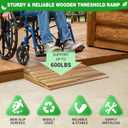 Wooden Threshold Ramp for Home Steps, 5" Rise Doorway Ramp with Non-Slip Grooves, Door Ramp for Wheelchair/Walker/Cart/Scooter, (31.4 W*5.0" H, Solid Pine Wood, 600LBS Capacity)