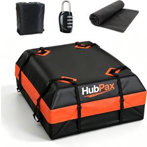 15 Cu Ft. Car Rooftop Cargo Carrier Bag Car Roof Top Bag Cargo Carrier | Fit All Vehicle with/Without Rack, Includes Anti-Slip Mat, 8 Reinforced Straps, 6 Door Hooks, Luggage Lock