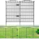12 Panel No Dig Decorative Garden Fence with Gate - 42in H x 25.67 ft L, Tall Animal Barrier for Dogs Rabbits, Rustproof Metal Wire Panels for Yard, Patio, and Outdoor Border Use