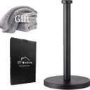 Black Standing Paper Towel Holder for Kitchen& Bathroom Countertop,Under Counter, Table Or BBQ, Standard or Jumbo-Sized Roll Paper (with Stainless Steel Base)