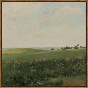InSimSea Square Framed Canvas Wall Art, Farmhouse Decor Vintage Vast Grassland Paintings Prints, Desk Decor, Nature Scenery Wall Art for Living Room Bedroom, Bathroom Home Decor 16"x16" (Field)