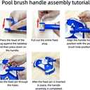 Pool Vacuum Head,Pool Cleaner Head with Side Brush Universal Steering Handle & Universal Rotatable Hose Adapter, Connect 1-1/4", 1-1/2" Hose forDurable above ground pool vacuum cleaner head