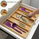 Utoplike Bamboo Expandable Kitchen Drawer Organizer, Adjustable Utensil Holder and Cutlery Tray Organiser, Drawer Divider for Silverware, Flatware, Knives in Kitchen, Bedroom, Living Room, 5 Slot