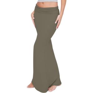 Women's Sexy Fold Over High Waisted Lounge Long Skirts Elegant Going Out Bodycon Maxi Skirts (Army Green) X