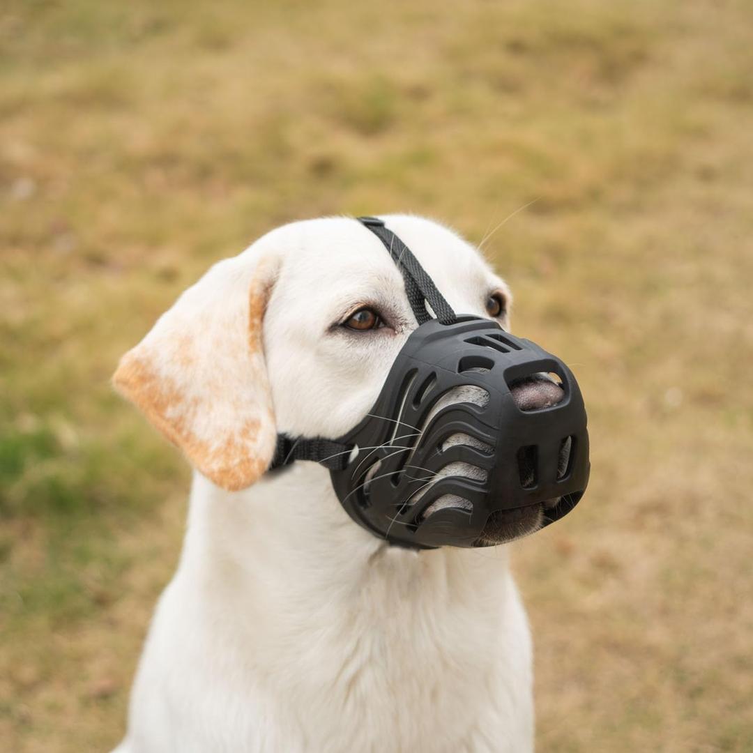 Dog Muzzle for Large Dogs, Silicone Basket Dog Muzzle for Large and Medium Dogs Breed Can Prevent Eating Chewing and Barking(Black, XL-7)