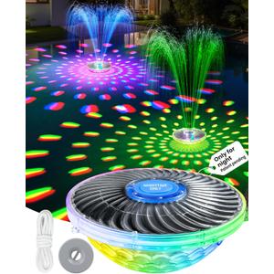 Solar Pool Fountain with Light Show, 2026 Upgraded Large Solar Pool Water Fountain, Floating Pool Fountain for Above Ground Pool,Solar Floating Fountain Pump for Nighttime Use Blue-1PK