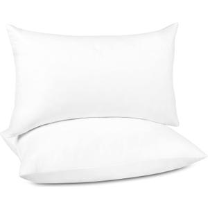 puredown Lumbar Pillow Inserts 12 x 20 (Pack of 2, White), Filled with Feather and Down, Decorative Pillows for Couch, Home Decor
