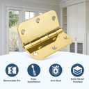 TICONN 48-Pack 3.5 Inch Door Hinges with 5/8" Radius Corner, 3-1/2 x 3-1/2 Inch Iron Bifold Residential Doors Hardware (5/8" Radius Corner, Polished Brass, 48 Pack)