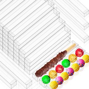 Qunclay 40 Pieces Pretzels Rods Boxes Clear Gift Lid Packaging Boxes Plastic Favor Chocolate Covered Pretzels Gumballs 1 x 1 x 8 Inch for Wedding Baby Shower Christmas Party Cookie Treats