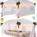 HOTEEL 10'x20' Outdoor White Waterproof Gazebo Canopy Party Tent with 4 Removable Sidewalls Windows Carpas para Patio for Weddings Events Beach BBQ Parties