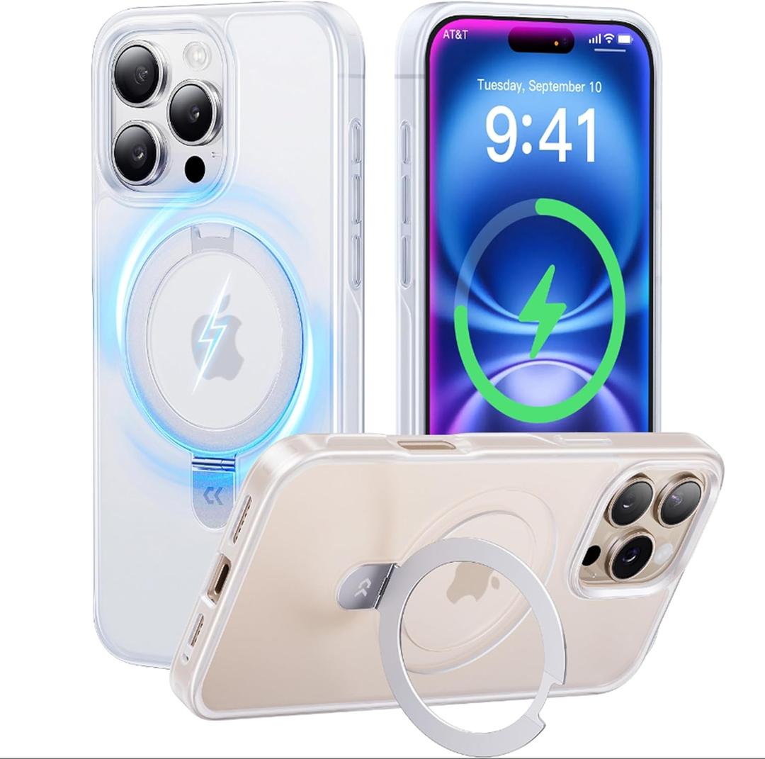 CASEKOO Designed for iPhone 16 Pro Max Case with Magnetic Invisible Stand [Military Drop Protection] [Compatible with MagSafe] Shockproof Slim Translucent Matte Promax Case 6.9 Inch, Translucent White