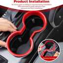 for Bronco Front Cup Holder Trim Cover Red for Ford Bronco 2021 2022 2023 2024 up Red Interior Accessories