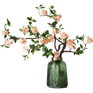 WEISPARK Artificial Flowers, 2pcs Fake Cherry Blossom Branches 31 Inch Long Stem Silk Flowers for DIY Vase Home Hotel Office Wedding Party Garden Decor (Champagne)