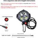 Ebike LED Headlight 2 Pin Female Waterproof Connector Ultra-Bright 12W 300 Lux High-Brightness Night Riding Front Light for 48V 36V Mountain Bike,Folding Bike and E-Scooter