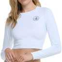 Women's Standard Let It Be Long Sleeve Crop Top Rashguard with UPF 50+, Size: Small