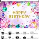Renaiss 7x5ft Gemstone Birthday Backdrop for Her She is a Gem Birthday Photography Background Happy Birthday Banner Jewel Diamond Crystal Princess Girls Kids Birthday Party Decor Photo Booth Props