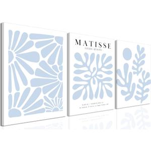 Matisse Flower Wall Art Abstract Minimalist Light Blue Henri Matisse Canvas Posters Prints Aesthetic Pictures Wall Decor Gallery Home Decoration for Bedroom Living Room Framed 16x24 inch