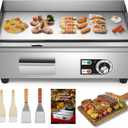 Moogiantgo Commercial Electric Griddle 22, 1600W Non-Stick Countertop Flat Top Grill Stainless Steel, Removable Oil Box, Adjustable Temperature 0-300, Teppanyaki Grill for Restaurant Kitchen, 110V