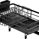Extendable Dish Rack - a Rust-Resistant Dish Rack Suitable for Kitchen Countertops, Featuring Adjustable Support Legs, a Cutlery Rack, and a Removable Drain Tray