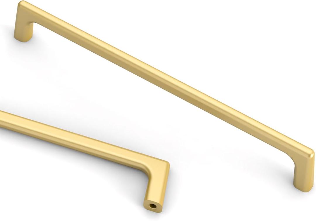 Asidrama 10 Pack 10 Inch(256mm) Gold Cabinet Pulls Cabinet Handles Cupboard Handles Kitchen Cabinet Hardware for Cupboard Drawer Pulls 3307 (10" Hole Center)