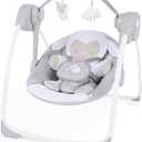 Ingenuity Comfort 2 Go Compact Portable 6-Speed Cushioned Baby Swing with Music, Folds Easy, 0-9 Months 6-20 lbs (Cuddle Lamb)