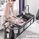 ADOVEL Baby Bassinet Bedside Crib, Pack and Play with Mattress, Diaper Changer and Playards from Newborn to Toddles, Grey, Full