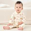 pureborn Baby Boys Girls Romper One-Piece Beach Outfit Summer Clothes 0-24 Months (3-6 Months, Pumpkin Long Sleeve)