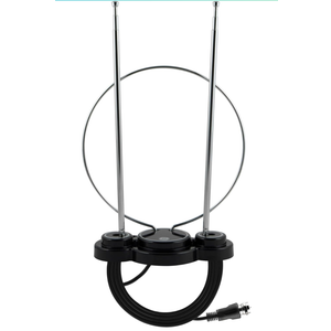 GE Traditional Rabbit Ear HD Digital TV Antenna, Long Range Smart TV Antenna, Extendable 15in Rabbit Ear Dipoles and Ciruclar Loop, Supports 4K 1080P HD Smart TV VHF UHF, Compact Design, 33676