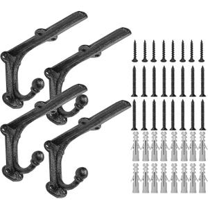 6 Inch Decorative Shelf Brackets-Heavy Duty Wall Brackets with Hooks Shelve Brackets Metal for Open Shelves Vintage Shelf Supports Farmhouse-4 Pack