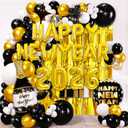2026 New Years Eve Party Supplies Set, New Year Decorations 2026, Gold Black Party Balloons Supplies Happy New Years Decoration with 2026 Balloons, Happy New Year Banner, Foil Balloons, Fringe Curtain