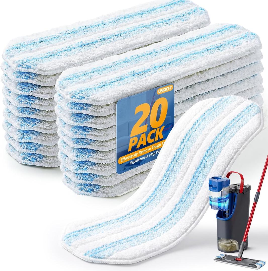 20 Pack Mop Replacement Pads for O Cedar H2pro Flat Mops,Mop Pads for O-Cedar Mop Refills,Washable and Reusable Microfiber Mops Pad Compatible with Ocedar Flat Head