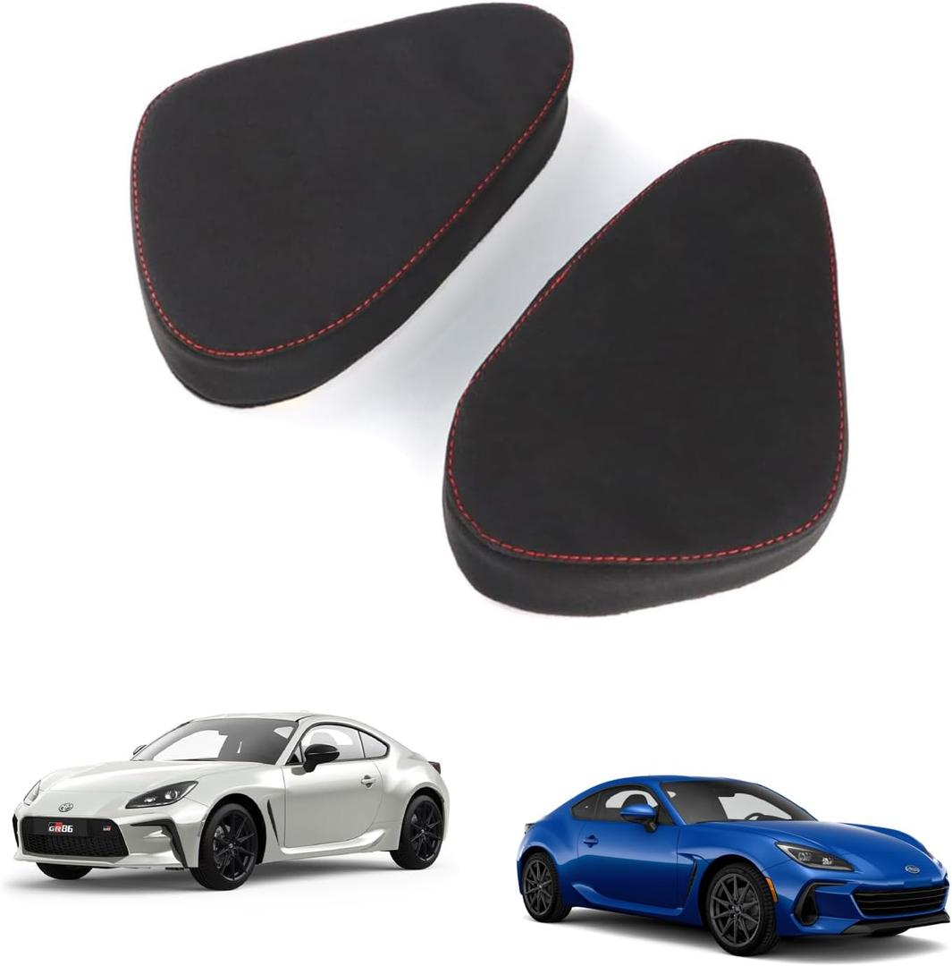KUNGKIC for Toyota GR86 Subaru BRZ 2022 2023 2024 2025 Soft Knee Cushion Car Knee Leg Pillow Pad for Driver Seat & Passenger Seat Automotive Interior Accessories 9002 Color Italian Top Suede Red Line