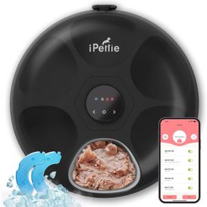 iPettie Donut Frost WiFi 6 Meal Automatic Cat Food Dispenser with App Control, Dry & Wet Food Automatic Cat Feeder, Smart Dog Feeder with Two Ice Packs, Programmable Timer