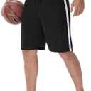IUKIO Men's Basketball Shorts with Pockets Athletic Running Shorts Workout Training Gym Shorts Size L